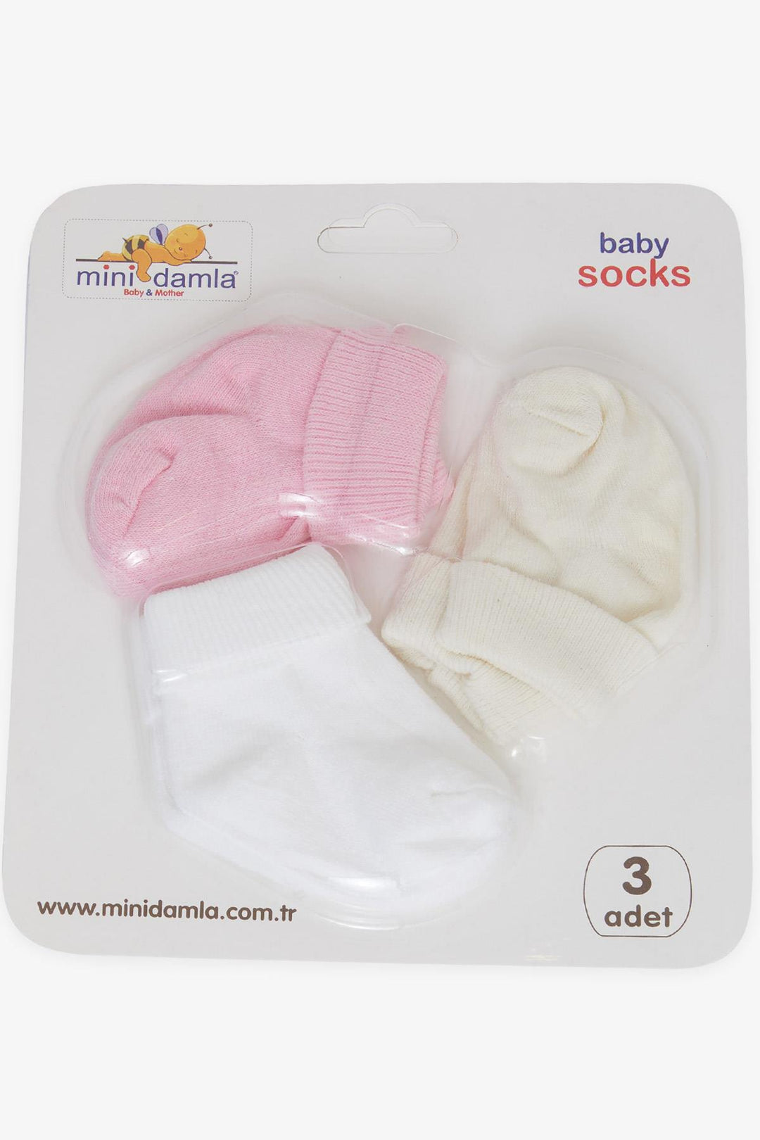 BRE Minidamla Baby Girl Newborn Socks with Anklet 3-Pack 0-3 Months, Mixed Color - Middleton