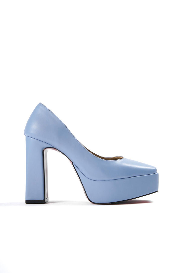 DSM Dosero blue leather platform heel women's shoe - Bocholt