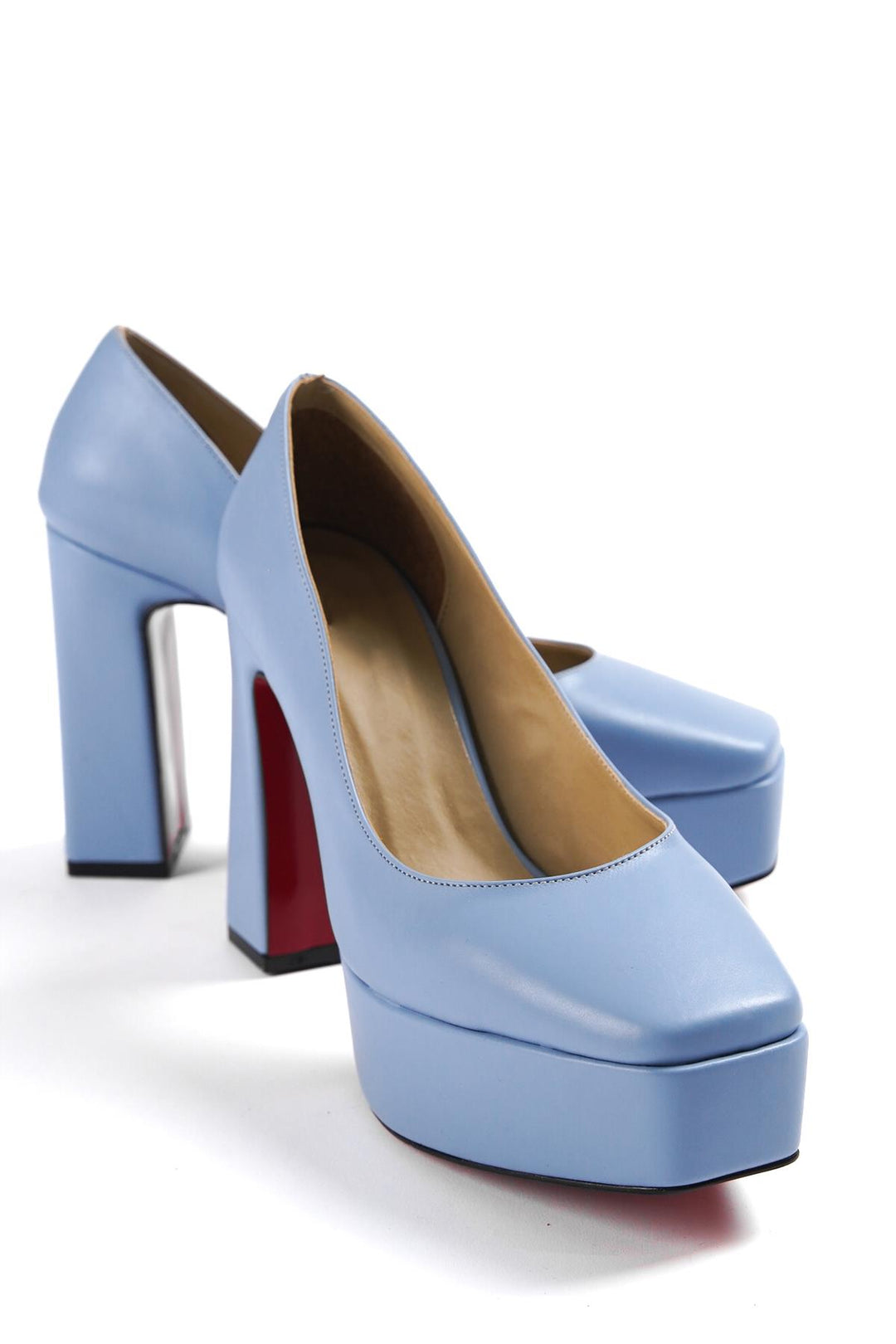 DSM Dosero blue leather platform heel women's shoe - Bocholt