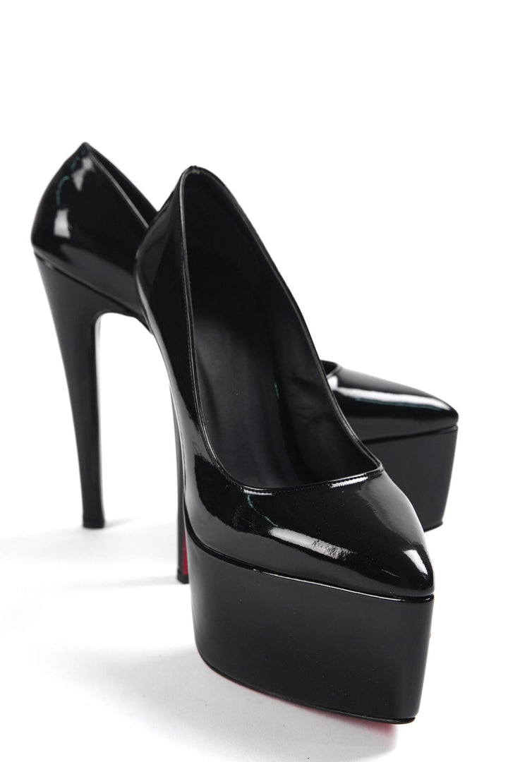 DSM Napoli black patent platform high heels. - Reynosa