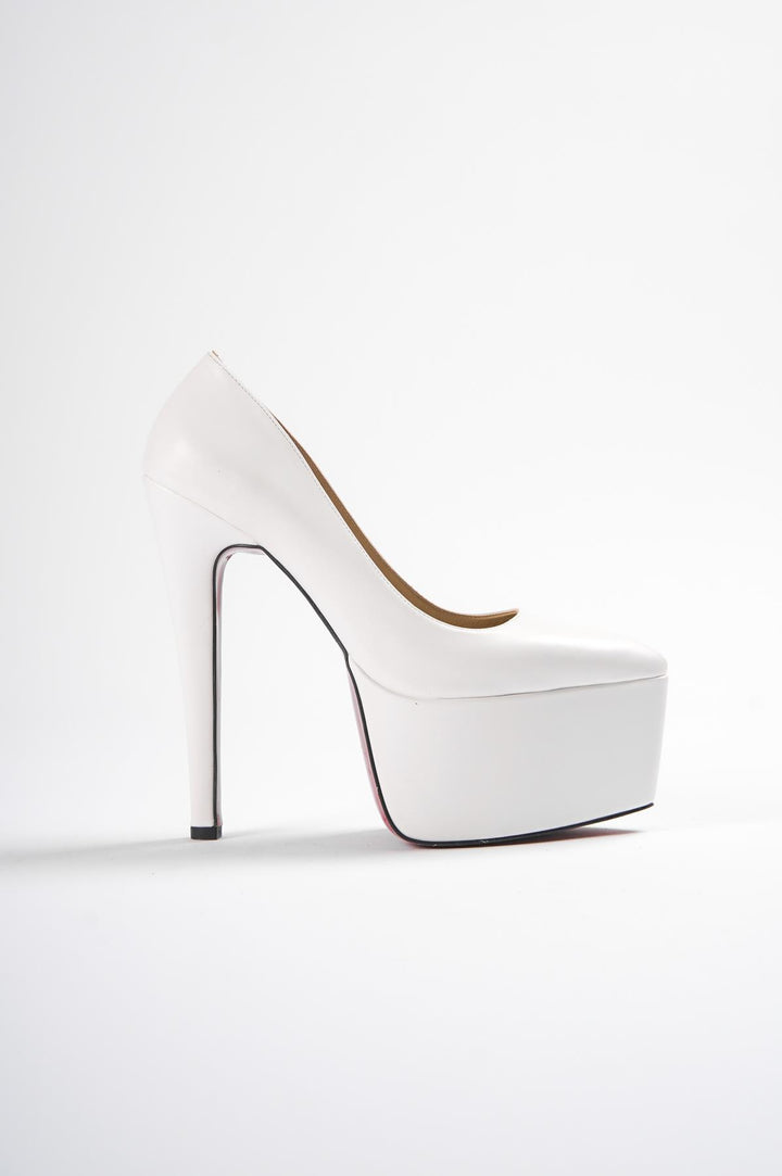 DSM Napoli white leather platform high heels. - Breda