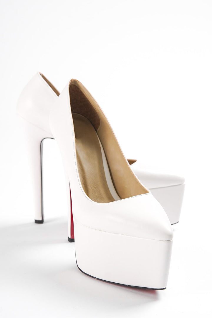 DSM Napoli white leather platform high heels. - Breda