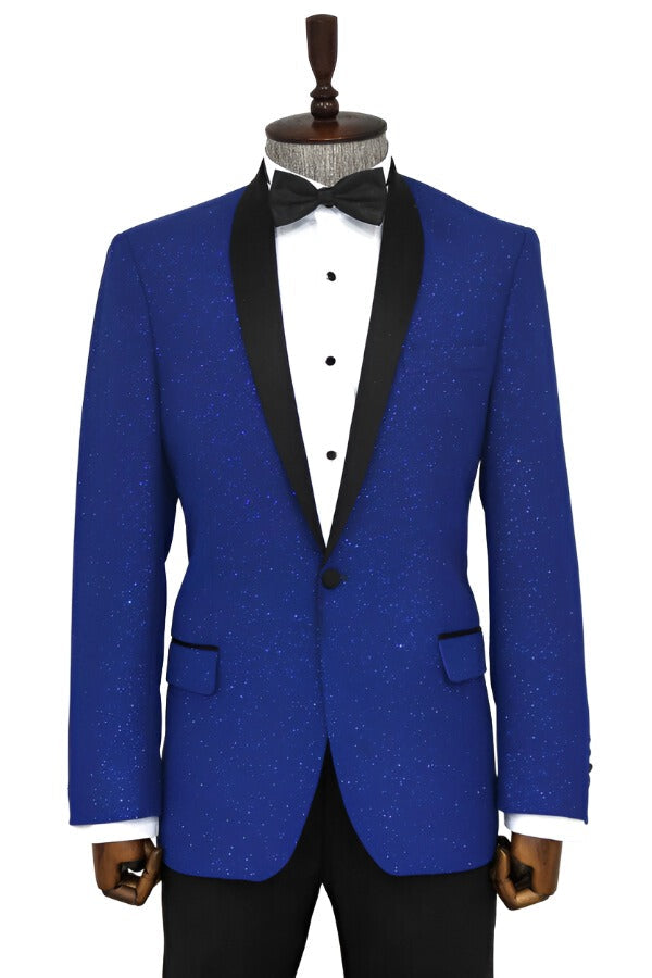 WSS Shawl Lapel Navy Blue Men Prom Blazer  - Singen