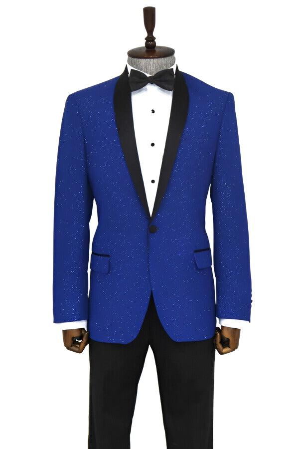 WSS Shawl Lapel Navy Blue Men Prom Blazer  - Singen