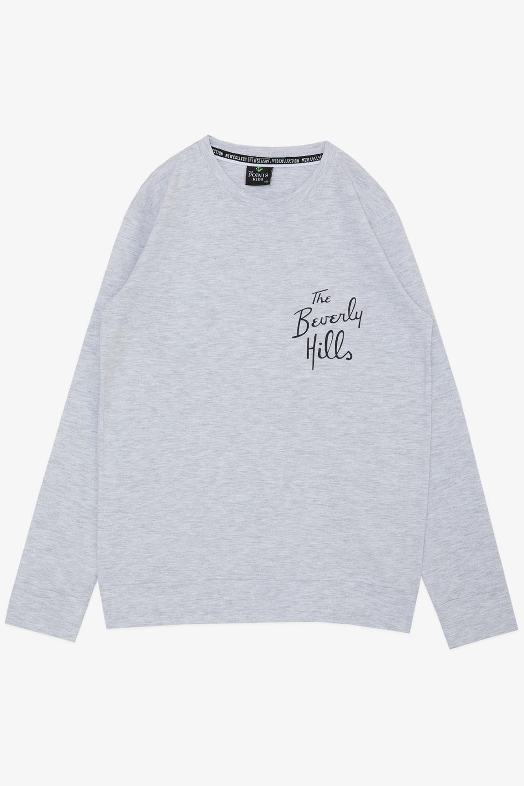 BRE New Points Boys' Long Sleeve T-Shirt Printed with Text 106 Years, Light Grey Melange - Yevpatoriia