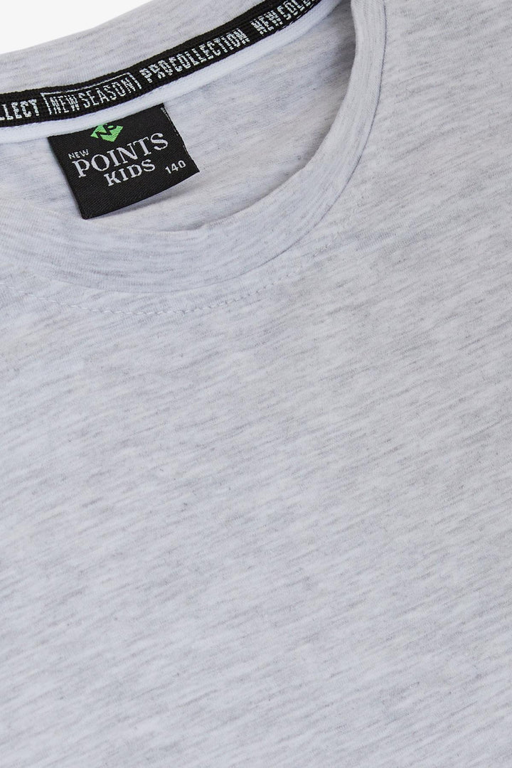 BRE New Points Boys' Long Sleeve T-Shirt Printed with Text 106 Years, Light Grey Melange - Yevpatoriia