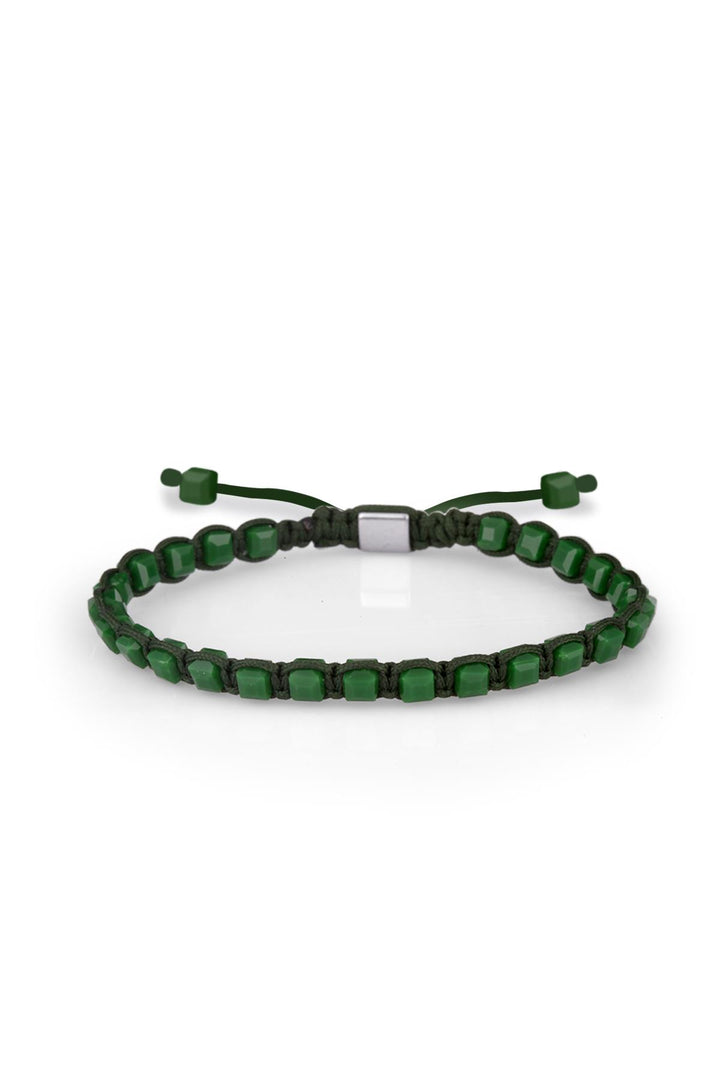 NVM Полдень куб Cut Crystal Stone Green Color Регулируемый браслет Macrame NN1458 - Фрозинон