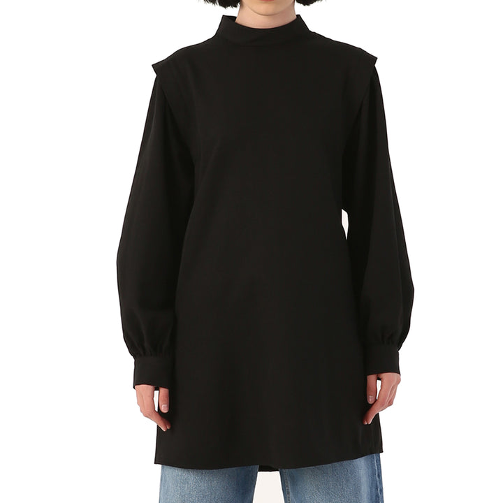 TLD Women Allday Black Shoulder Padded Balloon Sleeve Tunic - Queen Creek