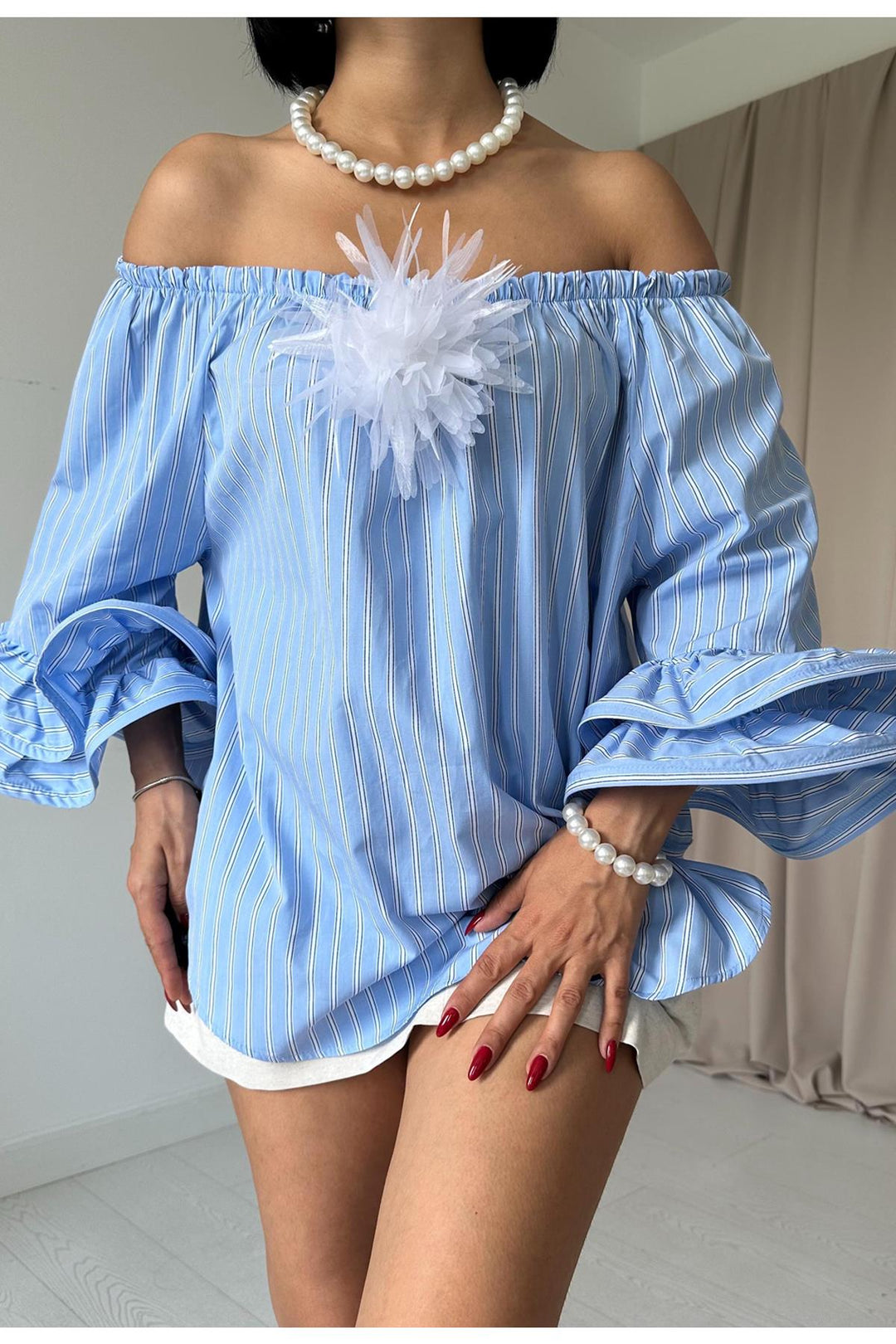 ELS Elasticated Waist Blouse - Blue - Miramar