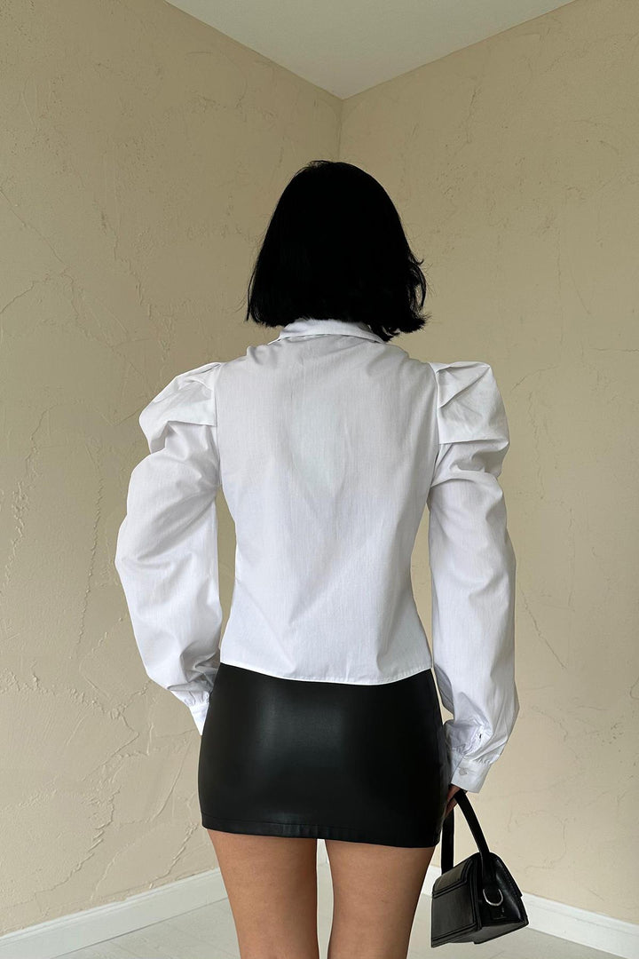 ELS Shirt with Front Bow - White - Davie