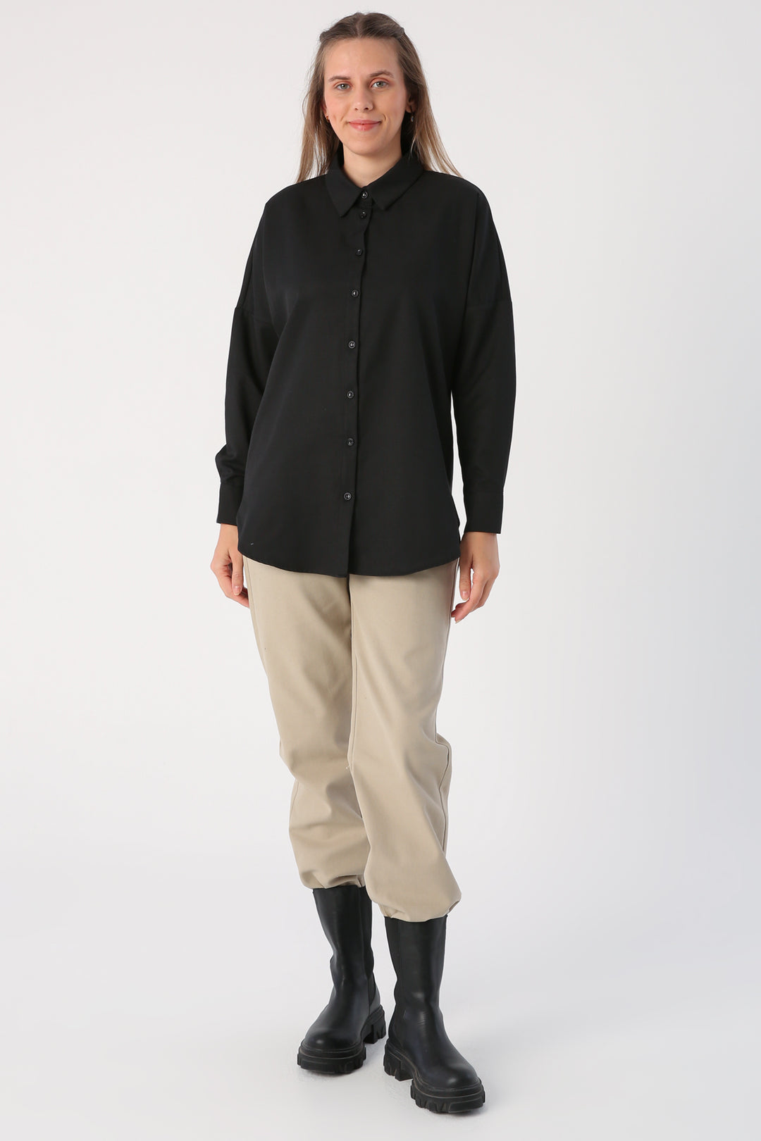 TLD Women Allday Black Oversize Basic Shirt - Tienen