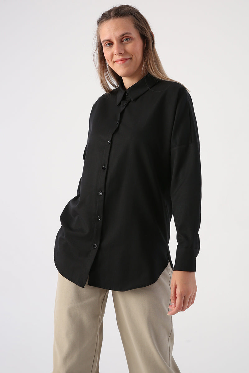 TLD Women Allday Black Oversize Basic Shirt - Tienen