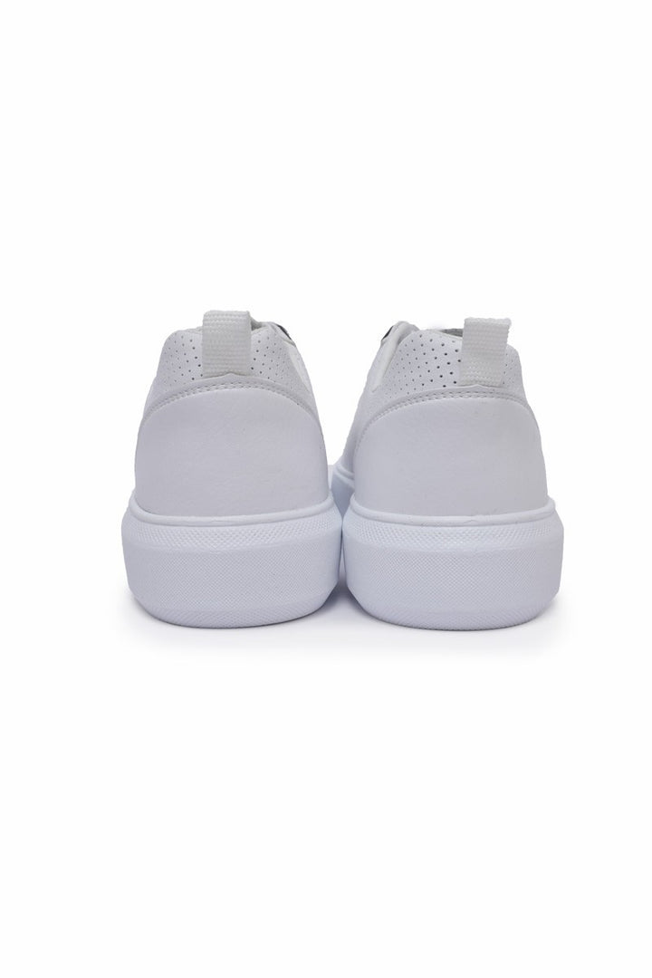 TMY White Perforated Lace-Up Faux Leather Men's Sneakers - 89055 - Pittsburg