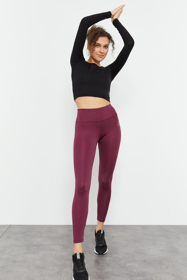 TMY Burgundy High Waist Stretch Slim Fit Skinny Leg Women's Leggings - 94545 - The Villages