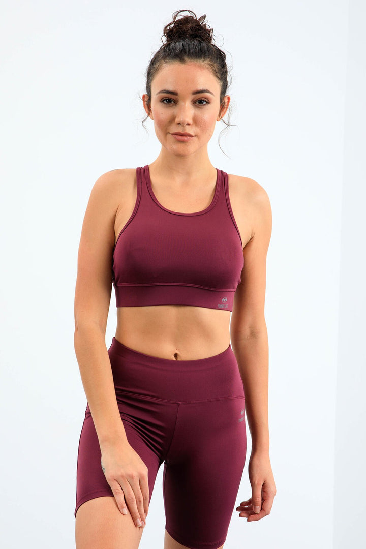 TMY Burgundy High Taist Shaper Slim Fit Bustier Biker Legnings Set - 95303 - North Lauderdale