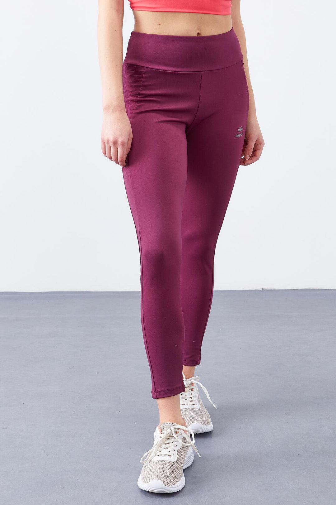 TMY Burgundy High Waist Shaping Slim Fit Skinny Leg Women's Leggings - 94568 - Cleveland