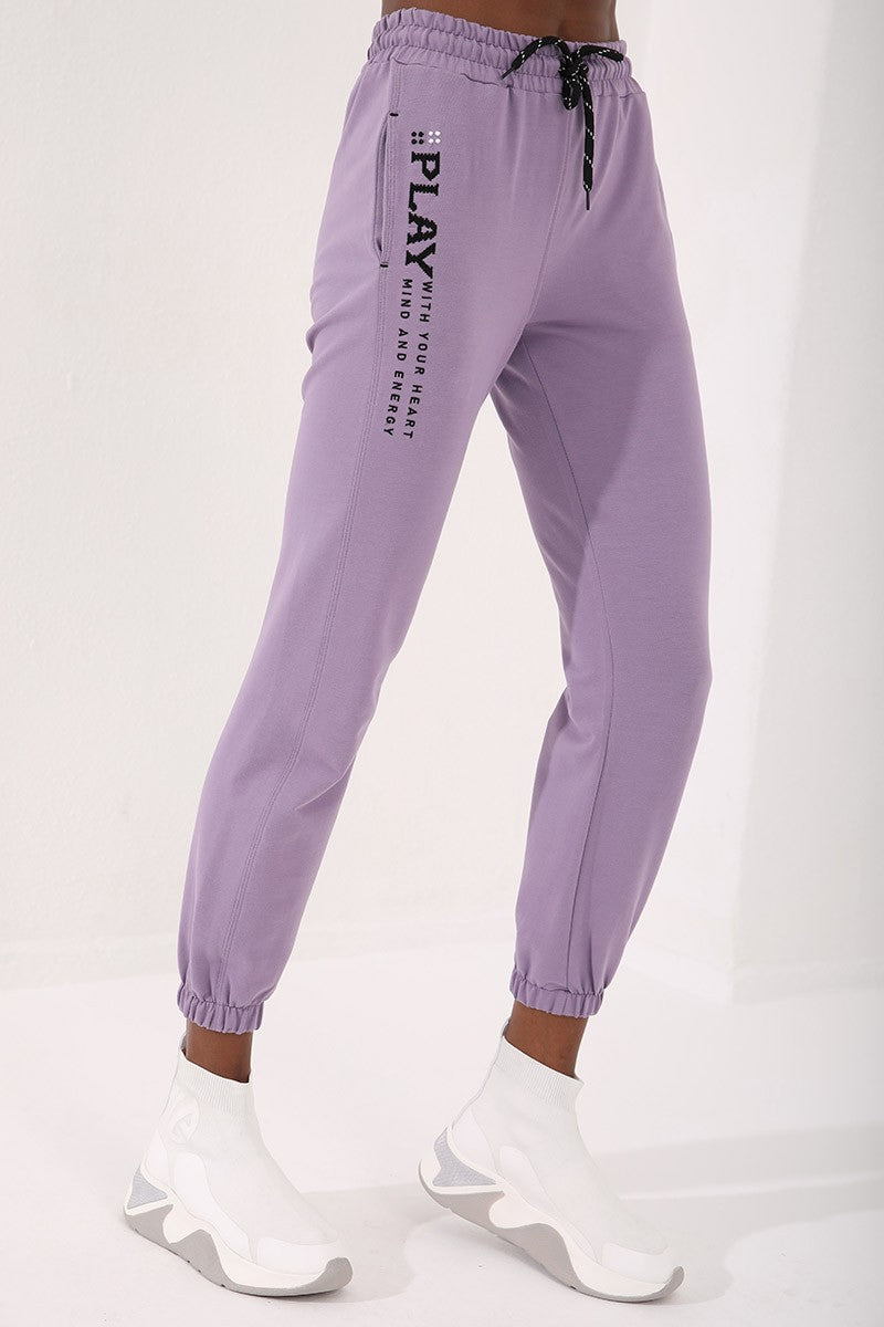 TMY LILAC Вышитые в вышивших талии комфорт Fit Fit Elastic Mount's Women's Sweat Adants - 94573 - Mechanicsville