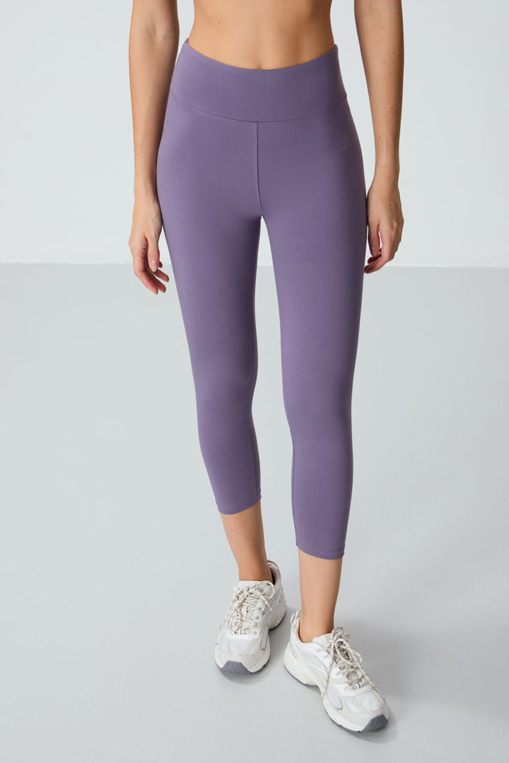 TMY Lilac High Waist Slim Fit Cropped Women's Capri Leggings - 93097 - Boryspil