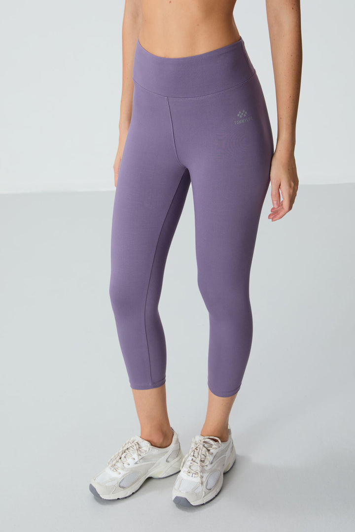 TMY Lilac High Waist Slim Fit Cropped Women's Capri Leggings - 93097 - Boryspil