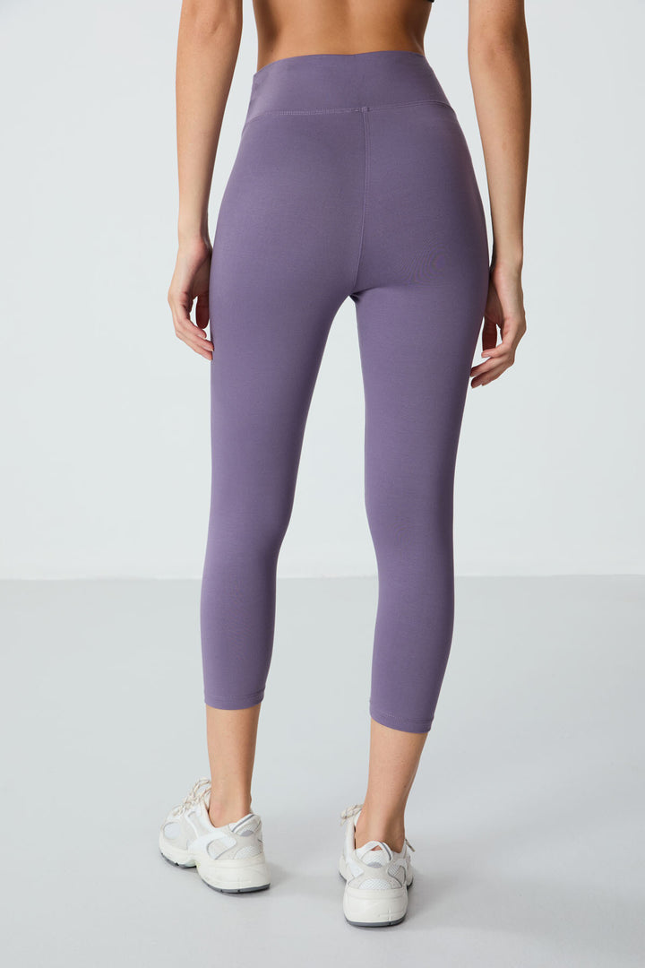 TMY Lilac High Waist Slim Fit Cropped Women's Capri Leggings - 93097 - Boryspil