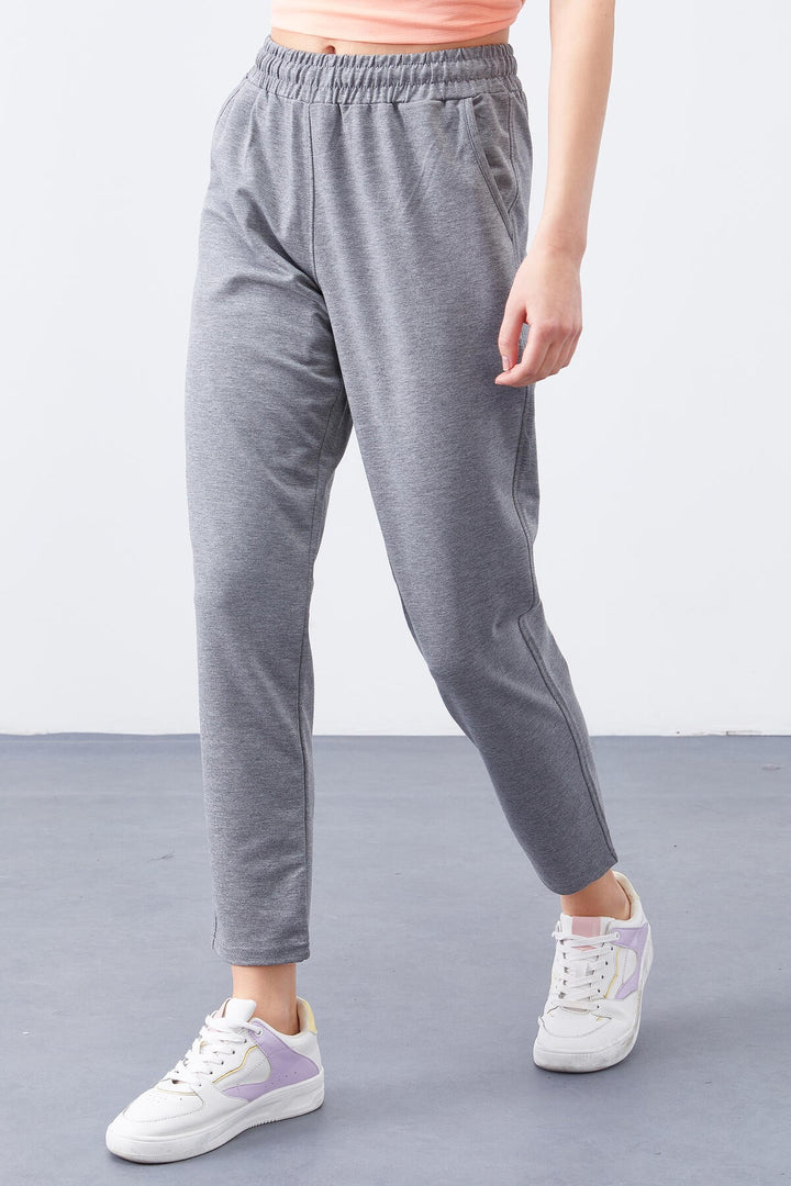 TMY Gray Melange High Waist Jogger Comfortable Fit Slim Leg Women's Sweatpants - 94566 - Nezahualcóyotl