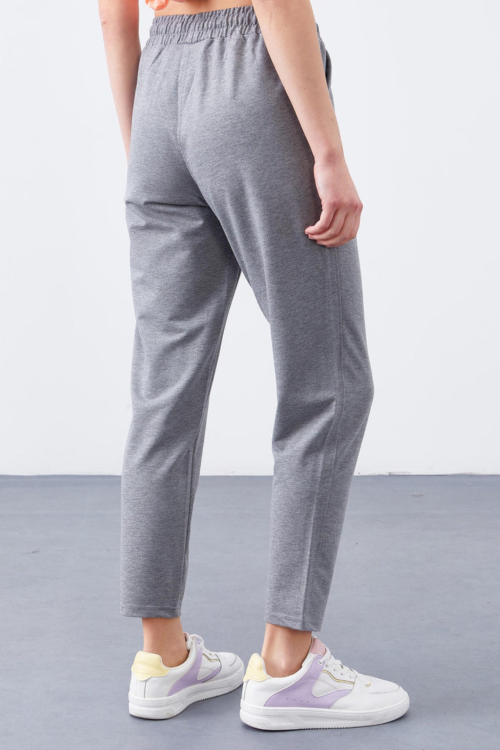 TMY Gray Melange High Waist Jogger Comfortable Fit Slim Leg Women's Sweatpants - 94566 - Nezahualcóyotl