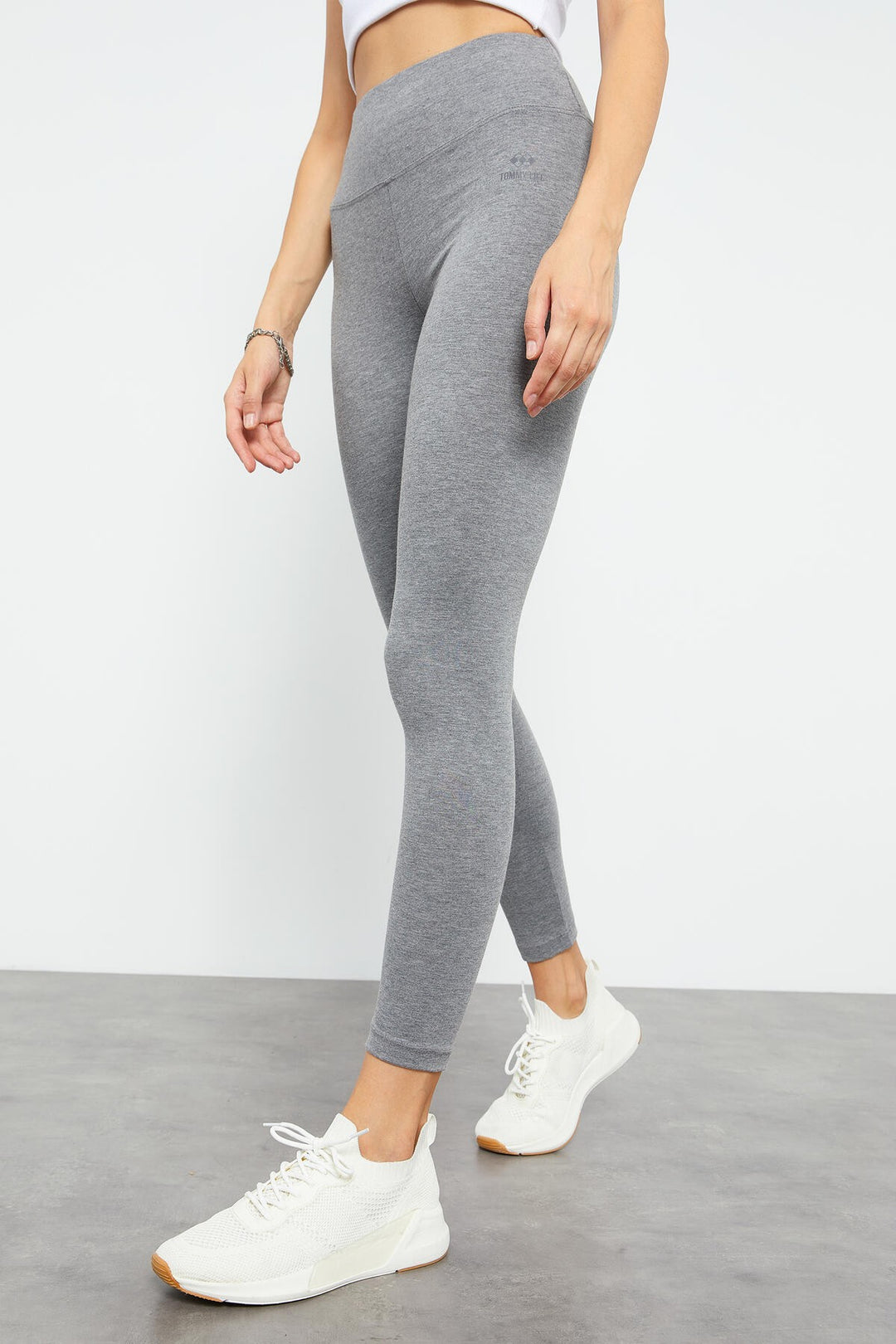 TMY Gray Melange High Waist Shaper Slim Fit Skinny Leg Women's Leggings - 94011 - East Providence