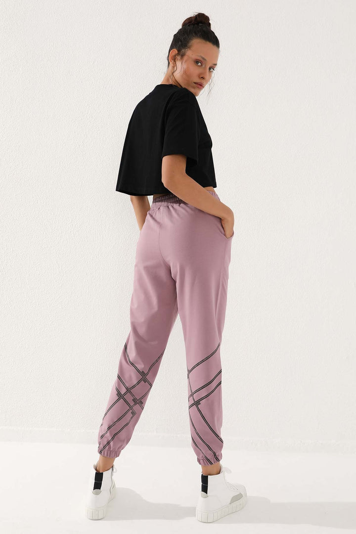 TMY Dried Rose Printed Comfort Fit Elastic Cuff Women's Sweatpants - 94585 - Fishers