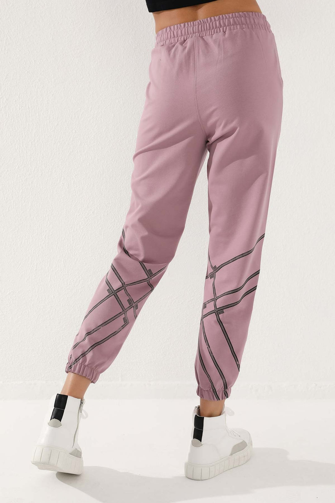 TMY Dried Rose Printed Comfort Fit Elastic Cuff Women's Sweatpants - 94585 - Fishers