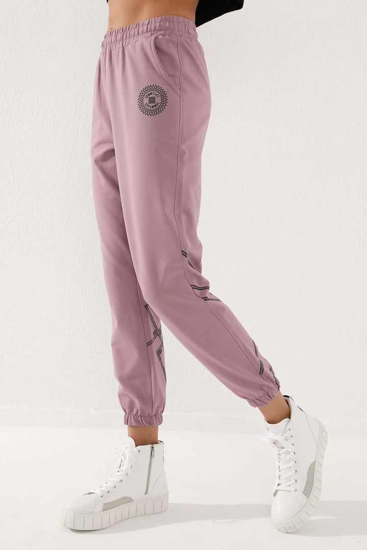 TMY Dried Rose Printed Comfort Fit Elastic Cuff Women's Sweatpants - 94585 - Fishers