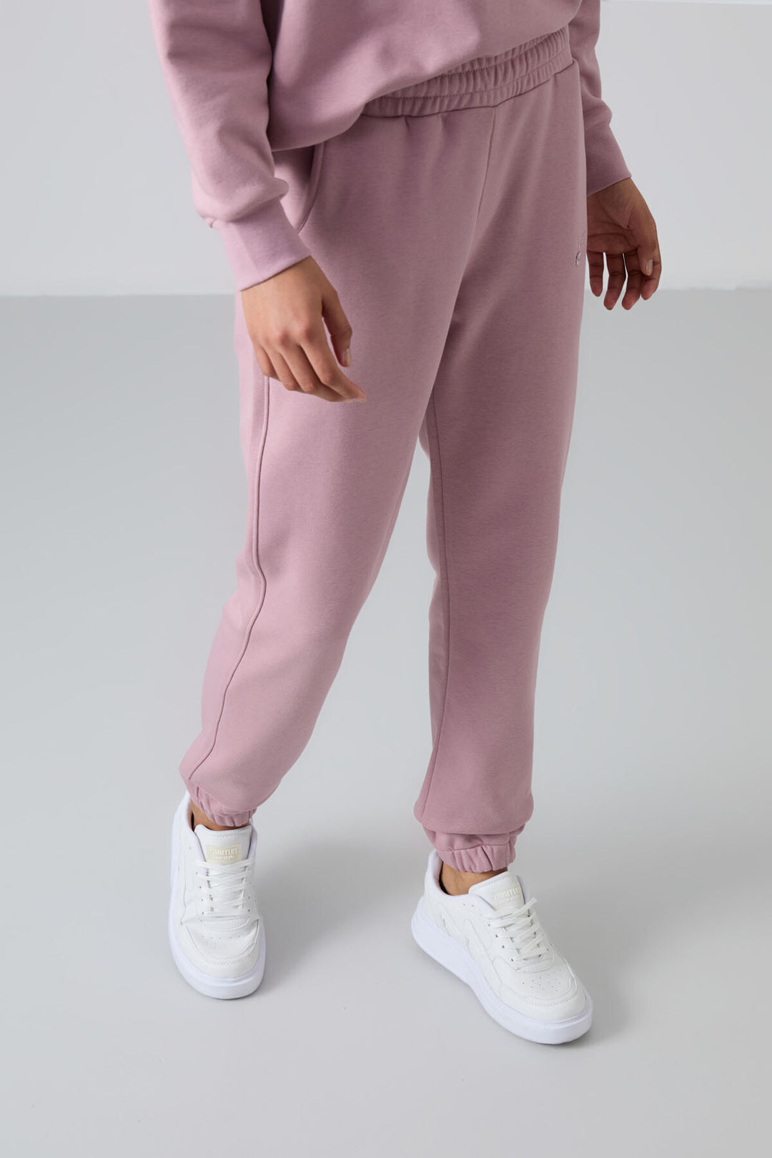 TMY Dried Rose Round Neck Oversized Elastic Cuff Women's Tracksuit Set - 95287 - Huesca