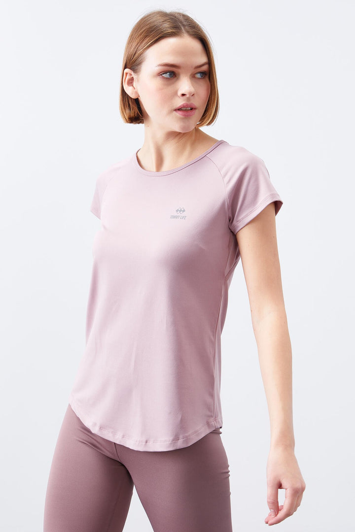 TMY Dried Rose Short Sleeve Standard Fit O Neck Women's T-Shirt with Back Window - 97101 - Simi Valley