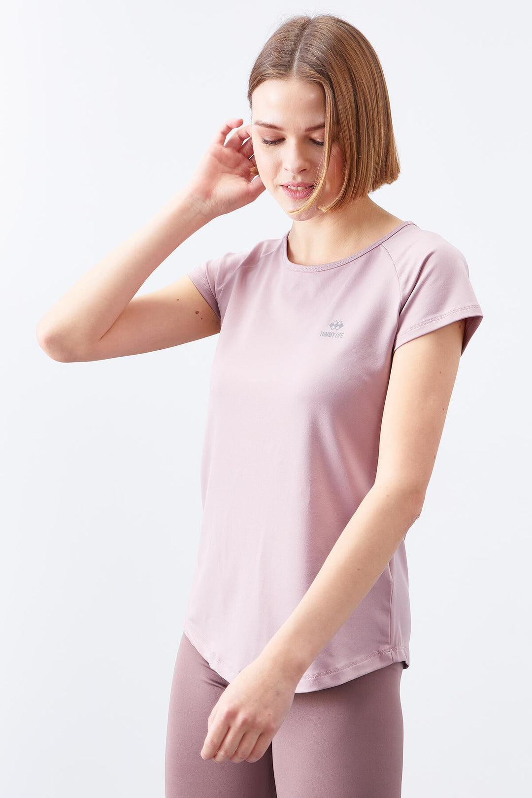 TMY Dried Rose Short Sleeve Standard Fit O Neck Women's T-Shirt with Back Window - 97101 - Simi Valley