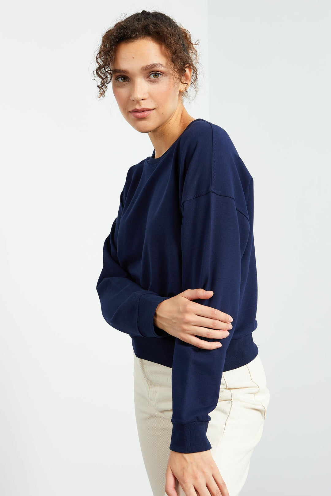 TMY Indigo Basic Comfort Fit Round Neck Women's Sweatshirt - 97114 - Playa Vicente