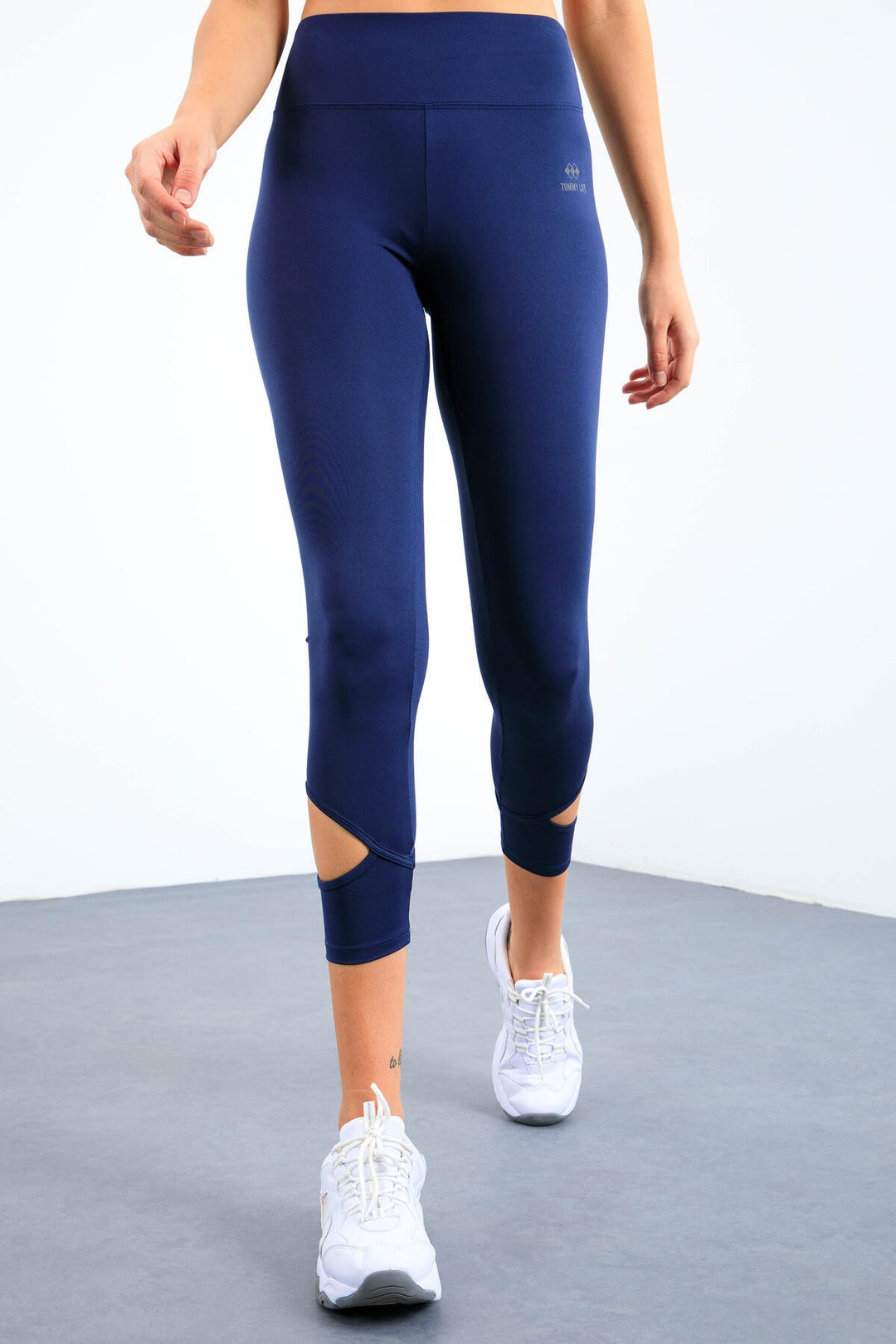 TMY Indigo High Waist Slim Fit Skinny Leg Women's Leggings with Windowed Ankles - 94610 - Kamianets-Podilskyi