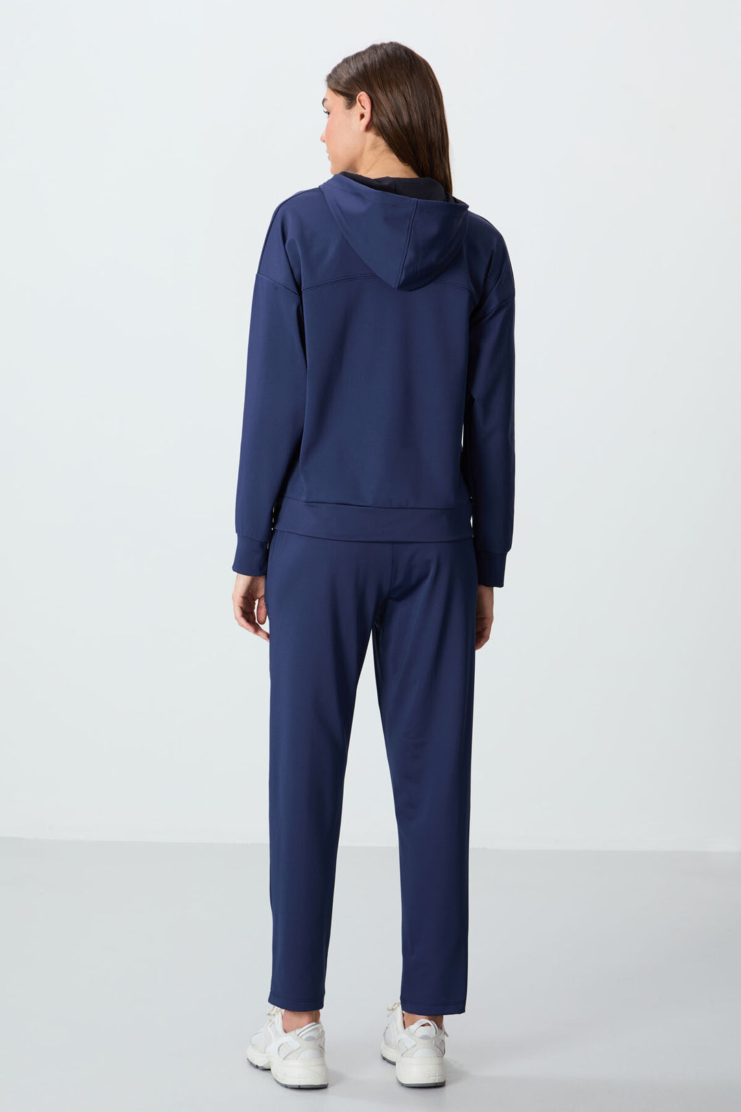 TMY Indigo Hooded Tracksuit with Hidden Pocket Detail Standard Fit Women's Tracksuit - 95306 - Padova