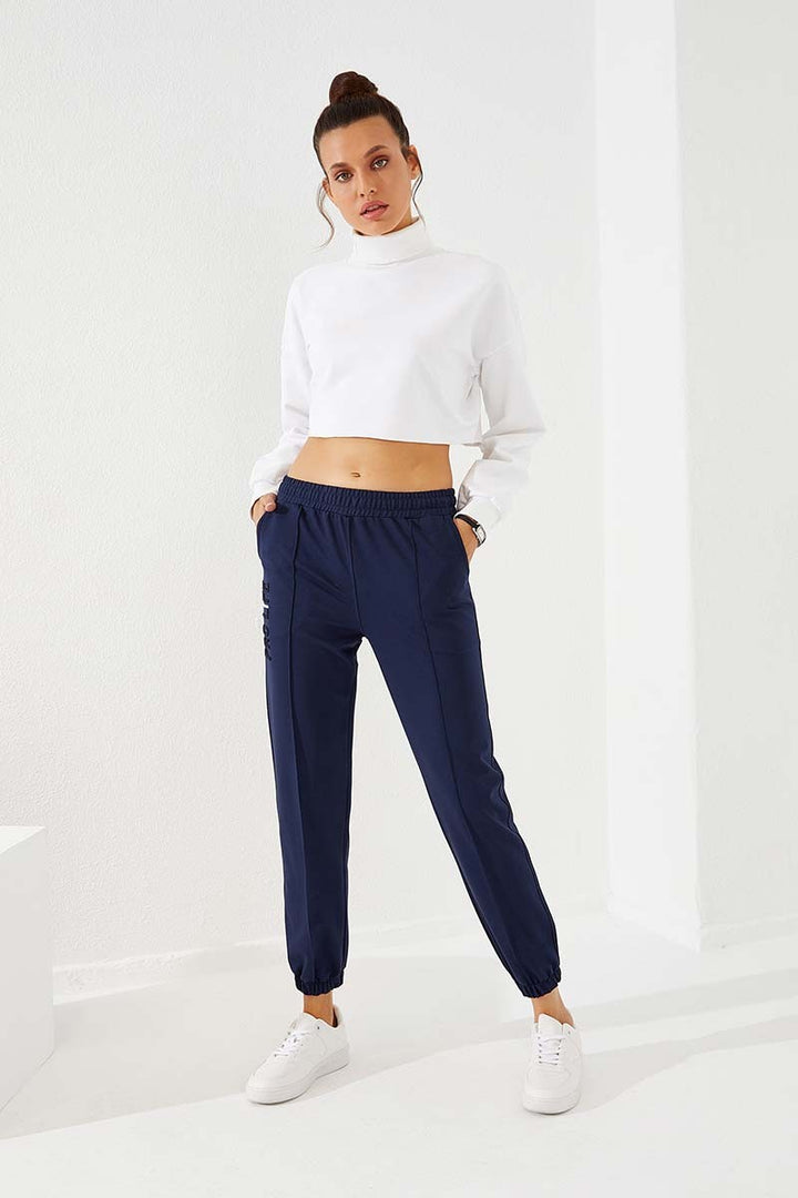 TMY Indigo Writing Embroidered Comfort Fit Elastic Cuff Women's Sweatpants - 94571 - Villa del Carbón