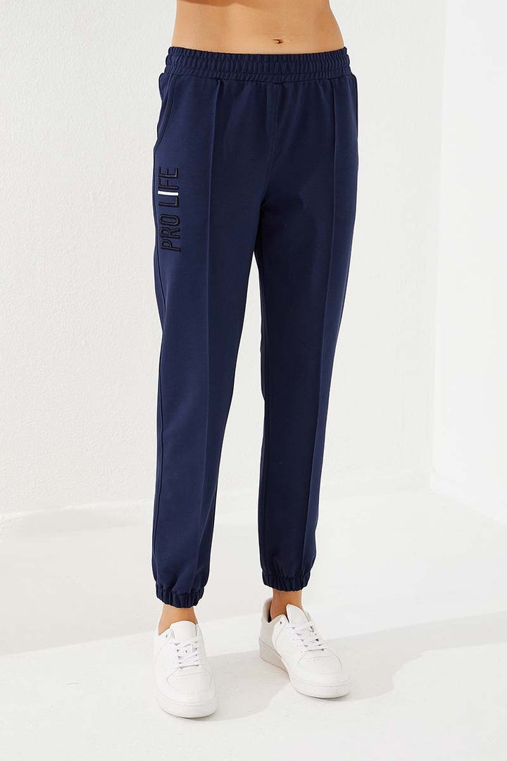 TMY Indigo Writing Embroidered Comfort Fit Elastic Cuff Women's Sweatpants - 94571 - Villa del Carbón