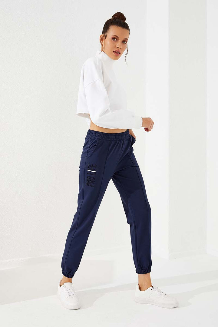 TMY Indigo Writing Embroidered Comfort Fit Elastic Cuff Women's Sweatpants - 94571 - Villa del Carbón