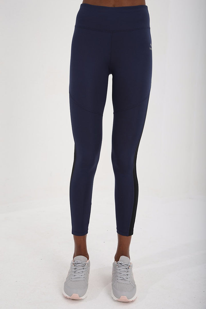 TMY Indigo High Waist Shaping Striped Detailed Slim Fit Skinny Leg Women's Leggings - 94542 - Úbeda