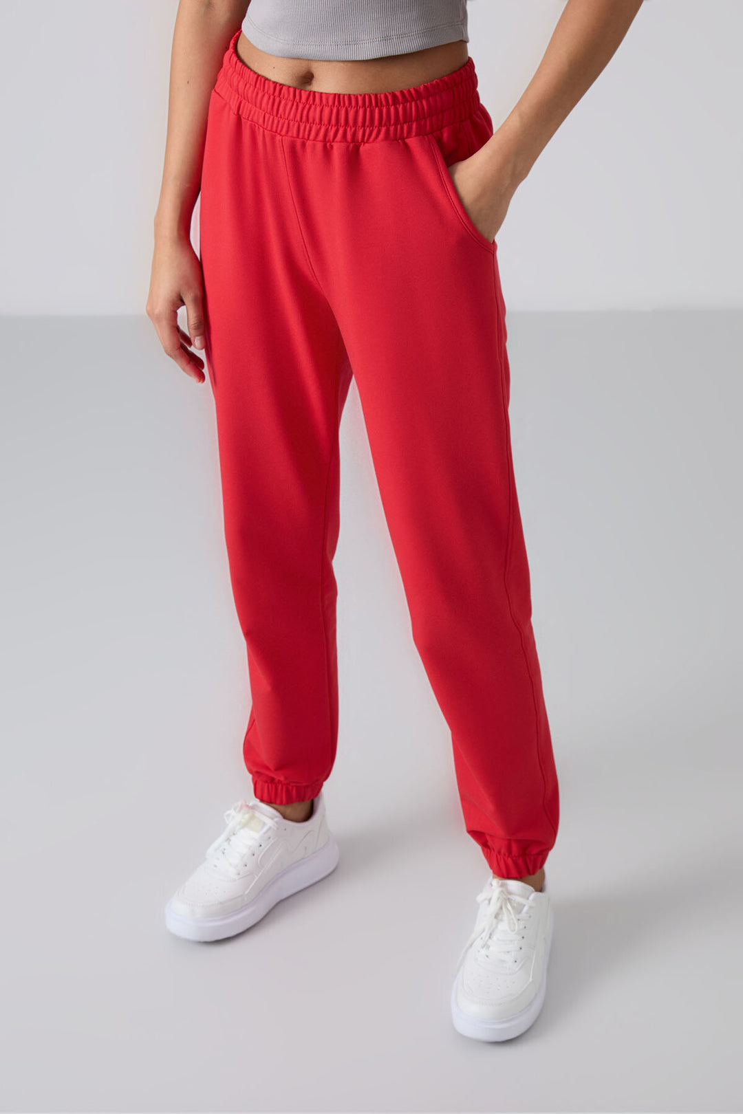 TMY Red Pocket High Waist Comfort Fit Elastic Cuff Women's Sweatpants - 94583 - Sunrise