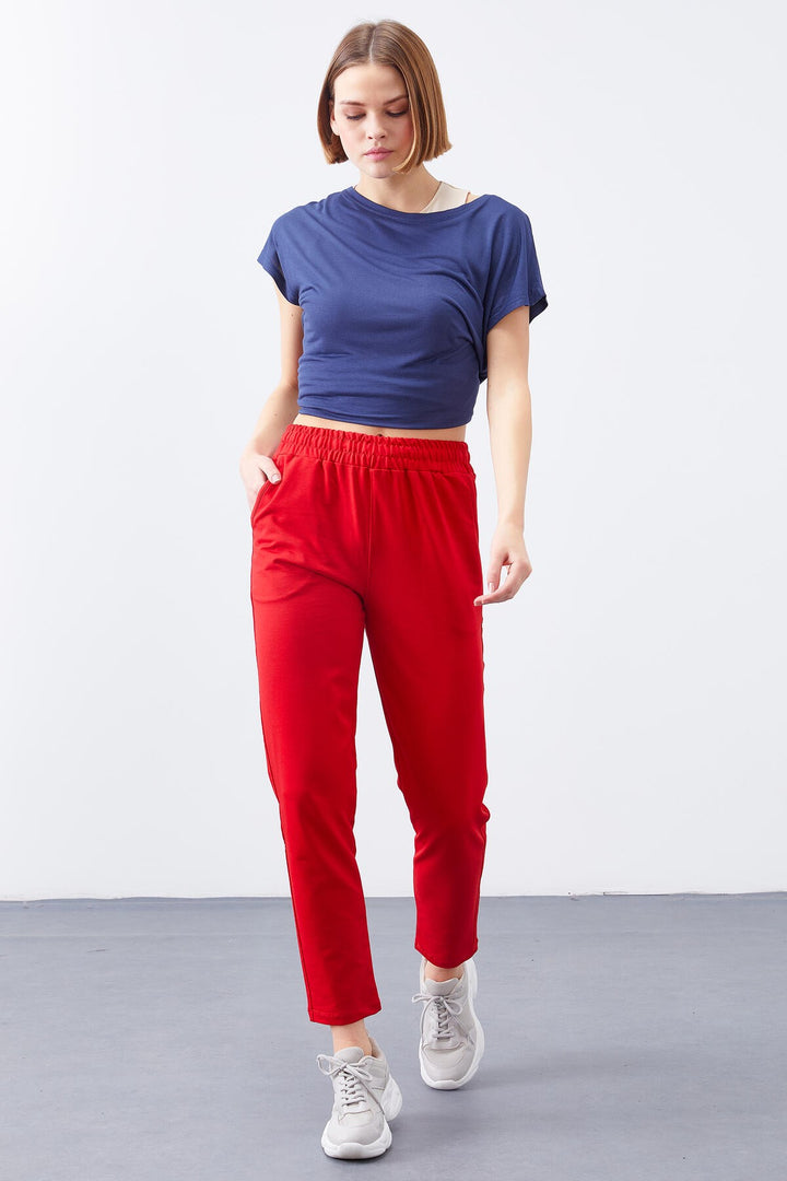 TMY Red High Waist Jogger Comfortable Fit Slim Leg Women's Sweatpants - 94566 - Waregem