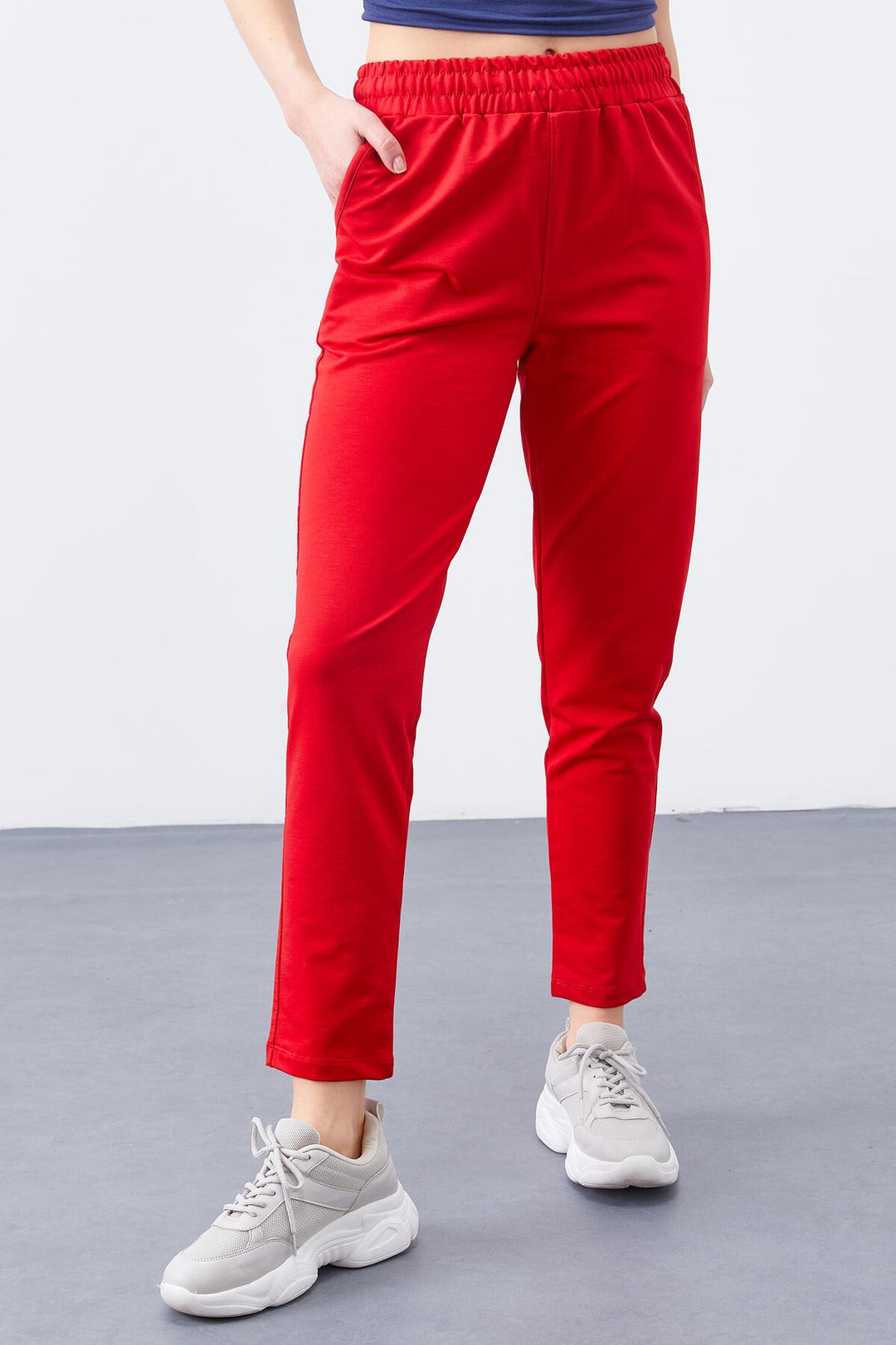 TMY Red High Waist Jogger Comfortable Fit Slim Leg Women's Sweatpants - 94566 - Waregem