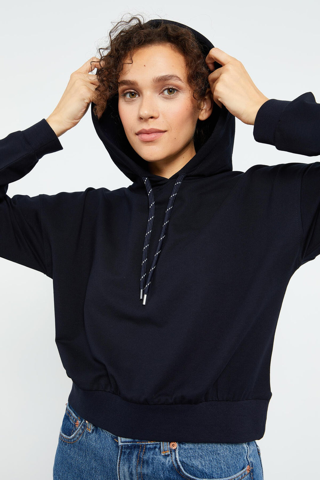 TMY Navy Blue Long Sleeve Comfort Fit Hooded Women's Sweatshirt - 97115 - Santa María Huatulco