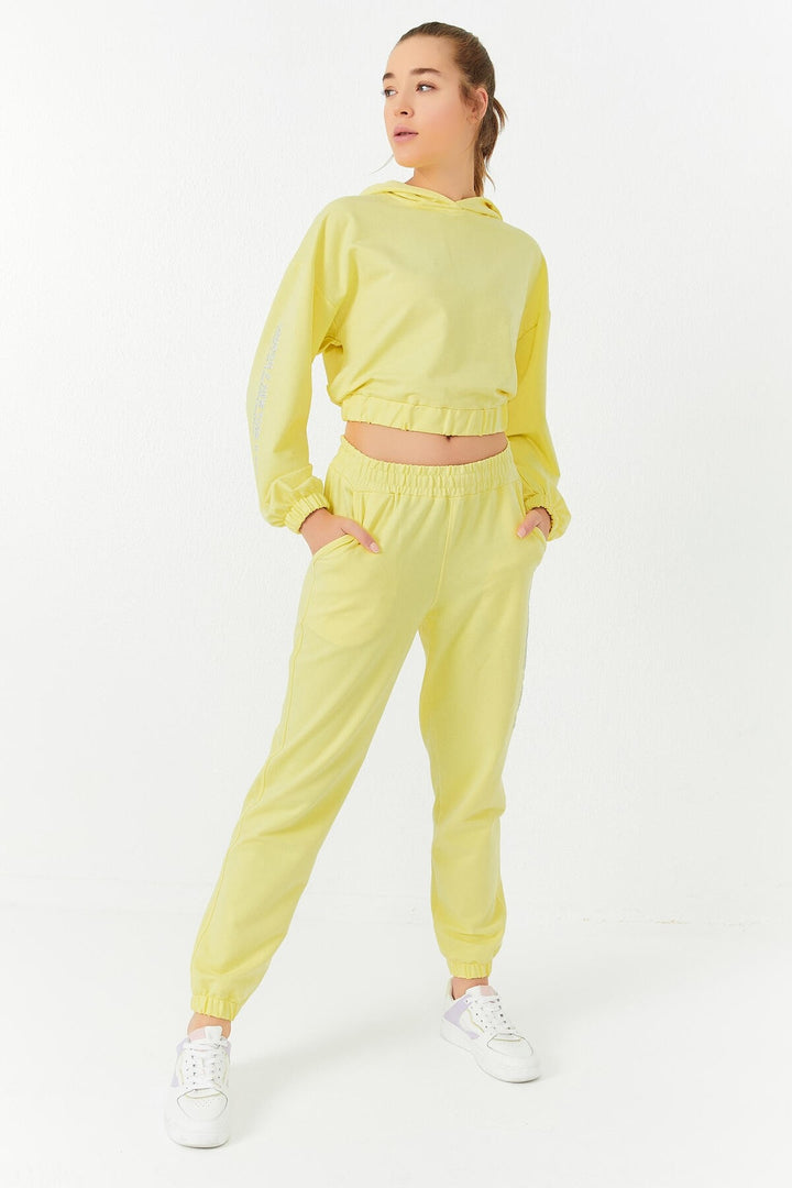 TMY Lemon Printed Hooded Elastic Cuff Women's Oversized Tracksuit - 95295 - Roosendaal