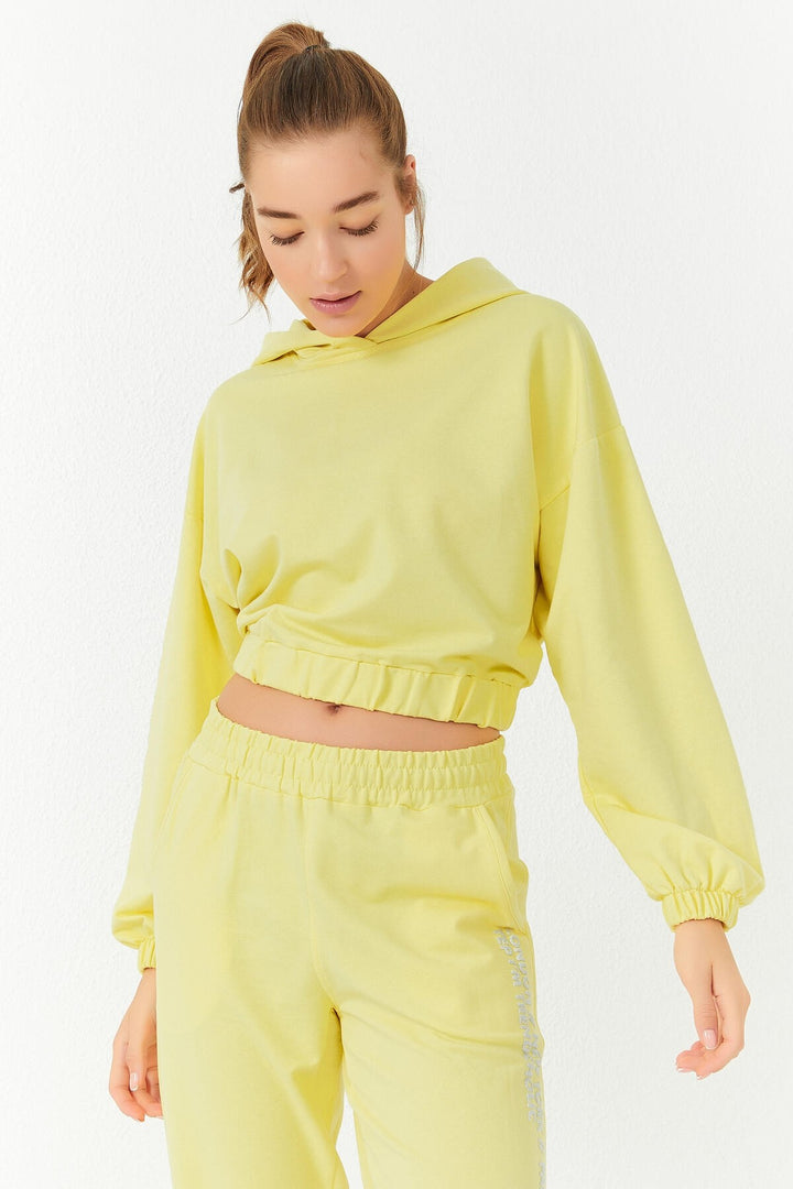 TMY Lemon Printed Hooded Elastic Cuff Women's Oversized Tracksuit - 95295 - Roosendaal