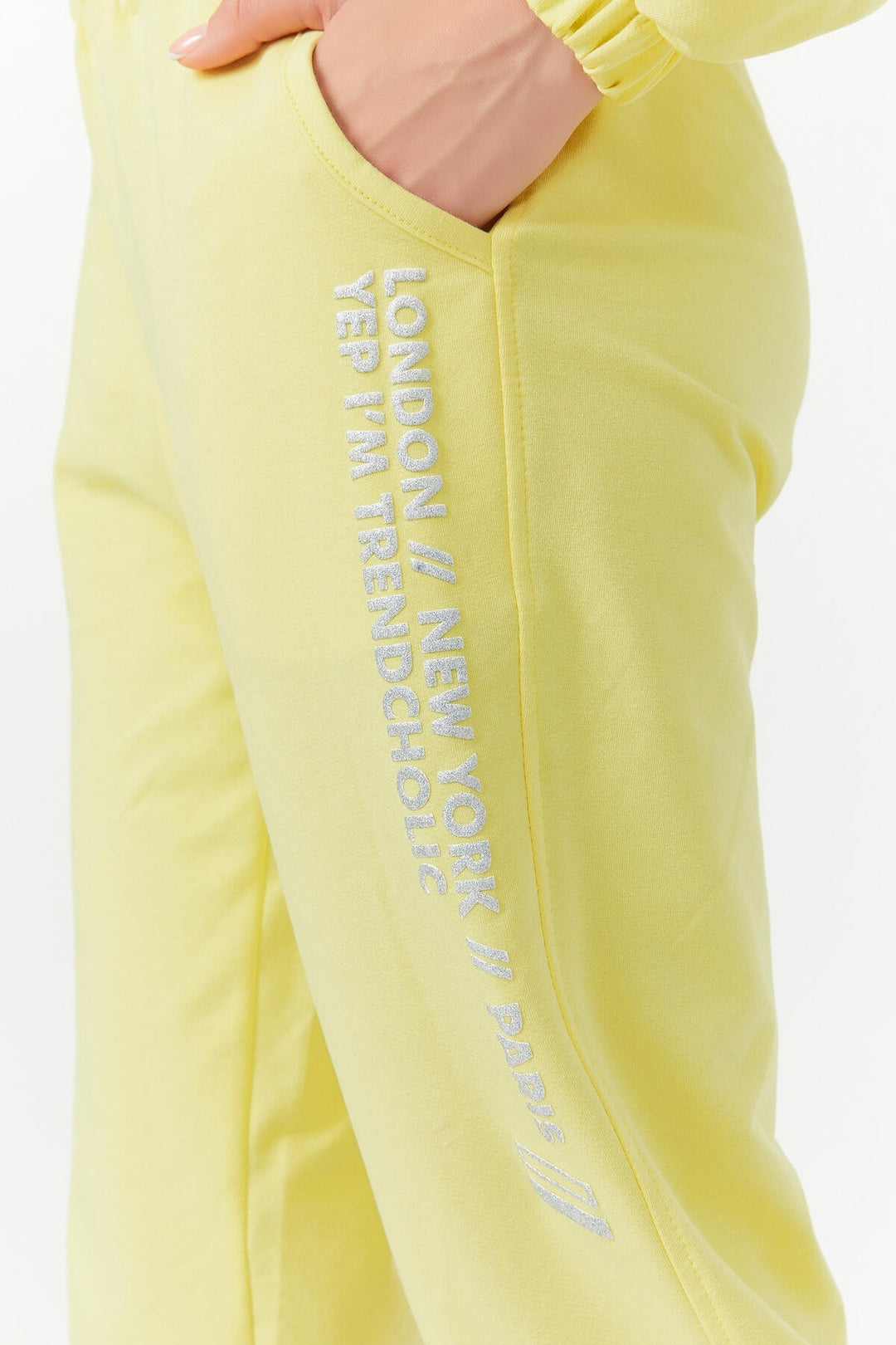 TMY Lemon Printed Hooded Elastic Cuff Women's Oversized Tracksuit - 95295 - Roosendaal