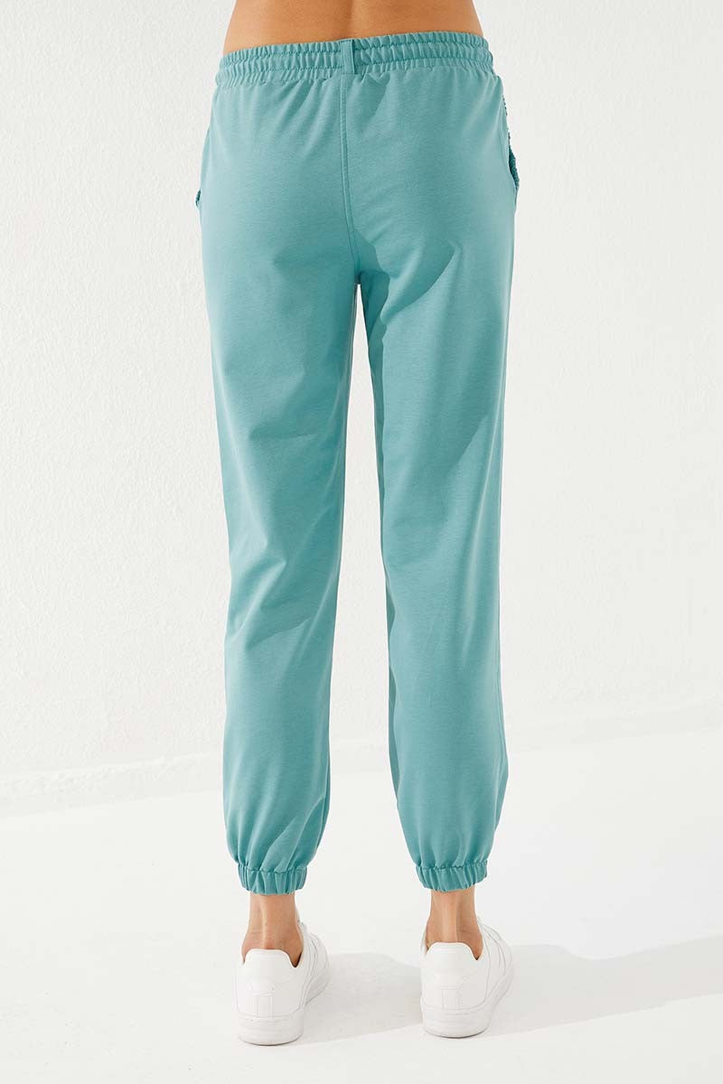 TMY Mint Green Pleated Pocket Comfort Fit Elastic Cuff Women's Sweatpants - 94580 - Palmdale