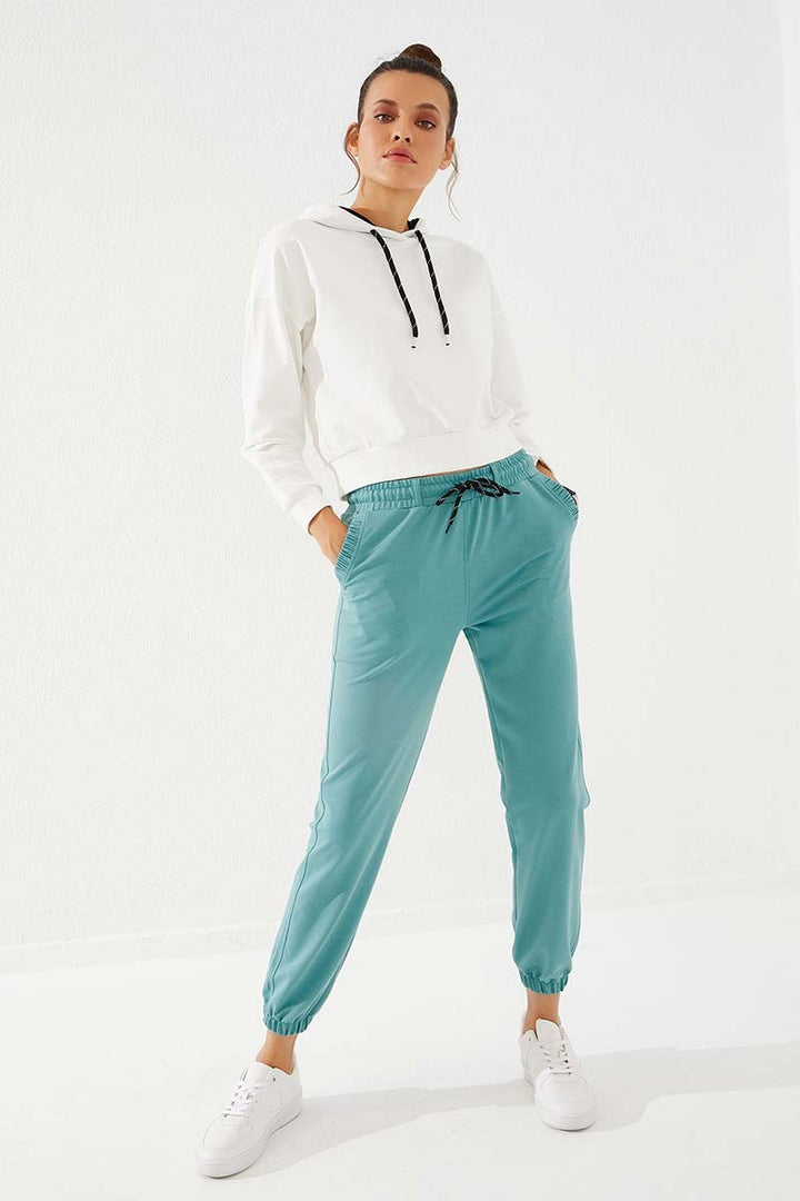 TMY Mint Green Pleated Pocket Comfort Fit Elastic Cuff Women's Sweatpants - 94580 - Palmdale