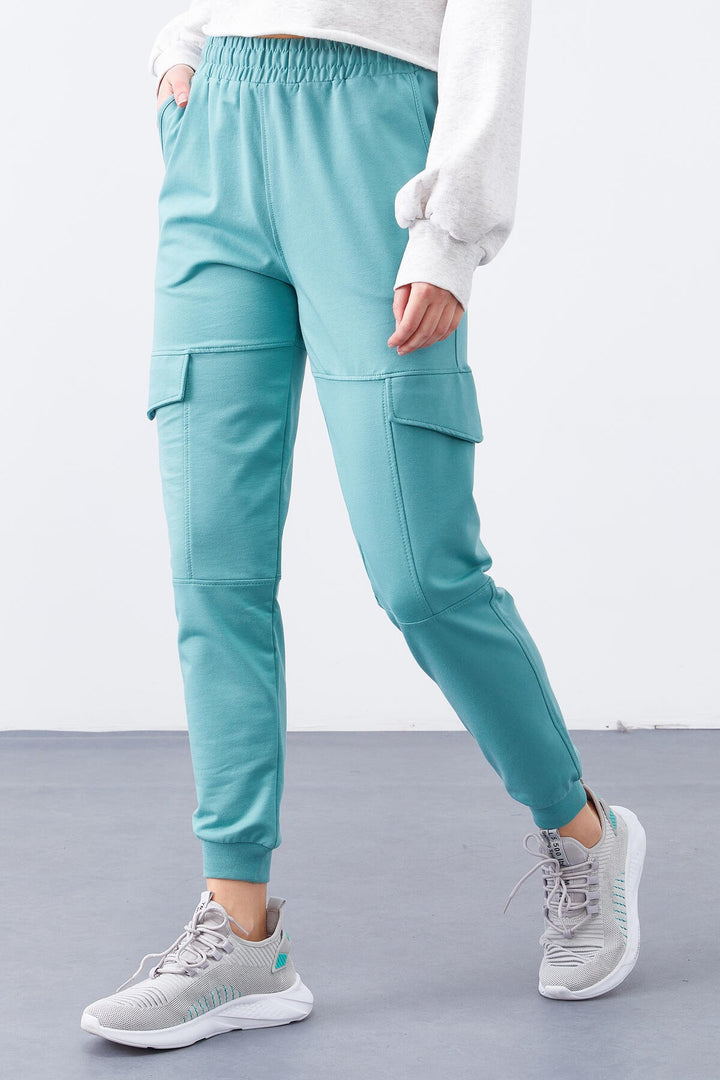 Tmy Mint Green Cargo Pocket Комфортный подгоняющий женские спортивные штаны - 94581 - Llanelli